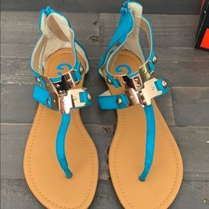 G by guess teal gladiator sandal size 91/2